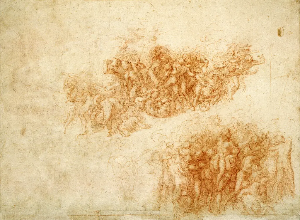 Detail of Worship of the Brazen Serpent Michelangelo